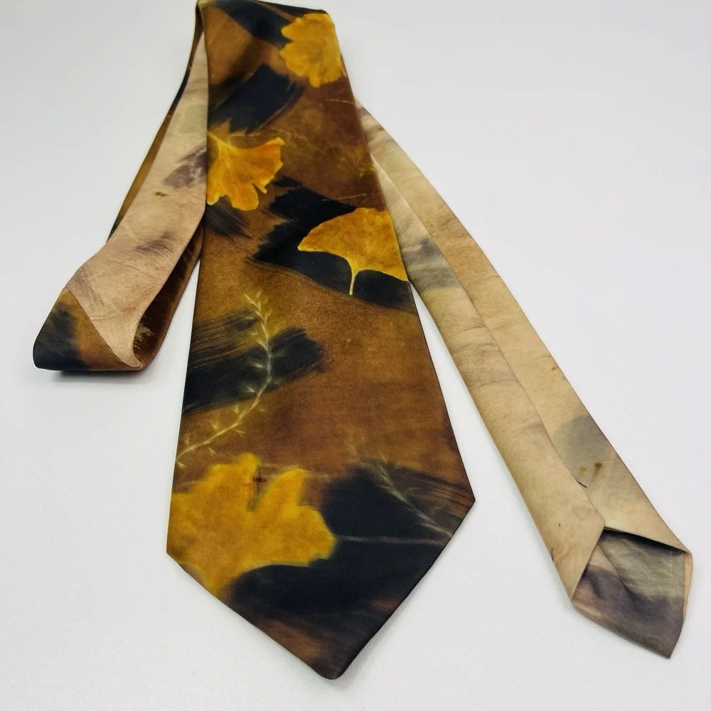 Steiner Of London Mens Necktie Polyester Watercolor Abstract Golden Brown